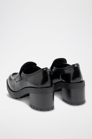 Mocassins à talons en cuir - Noir