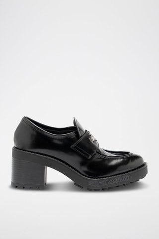 Mocassins à talons en cuir - Noir