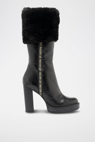 Bottines fourrées en cuir - Noir