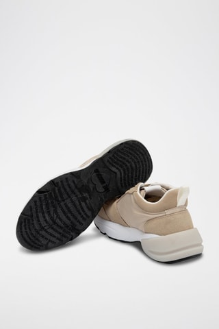 Baskets compensées en cuir - Beige