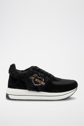 Leren Platform Sneakers - Zwart