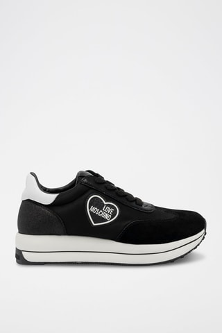 Baskets compensées en cuir - Noir