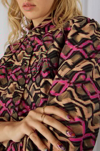 Camisa Tokyo - Rosa e camel
