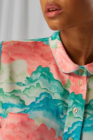Camisa Doria - Coral e turquesa