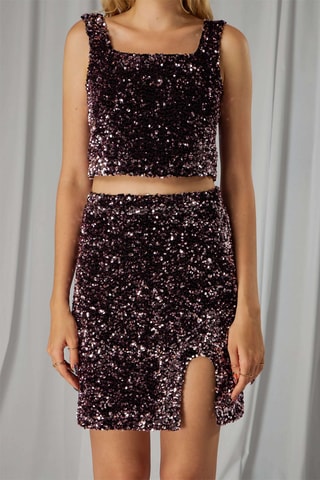 Crop top com lantejoulas Cam - Violeta