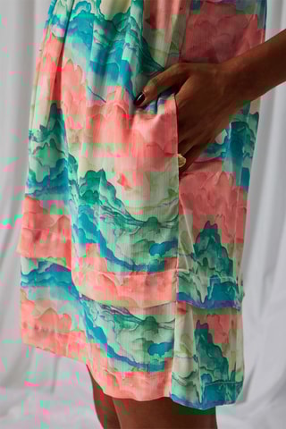 Vestido Merida - Coral e turquesa