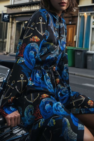 Vestido Edison - Preto e azul