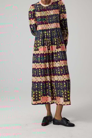 Vestido comprido Thelma - Rosa e azul-noite