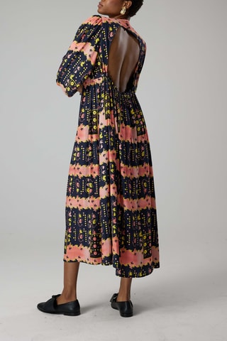 Vestido comprido Thelma - Rosa e azul-noite