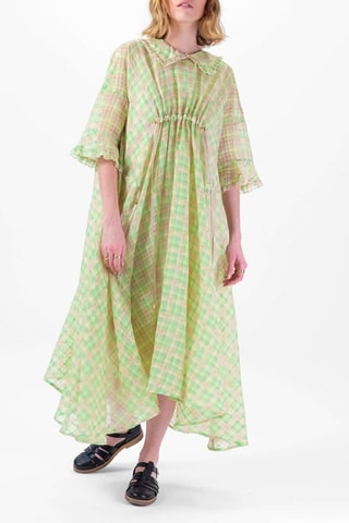 Vestido comprido em seda Verde