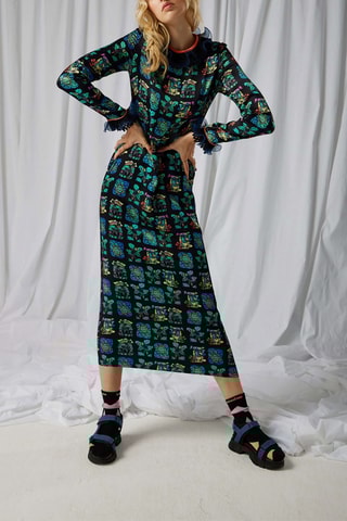 Vestido comprido Marshall - Preto e verde