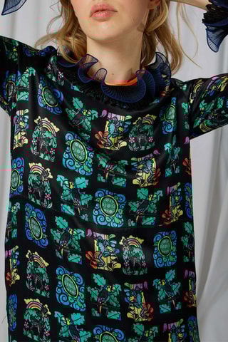 Vestido comprido Marshall - Preto e verde