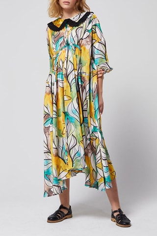 Vestido direito Azul e amarelo