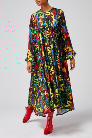 Vestido direito Preto e verde