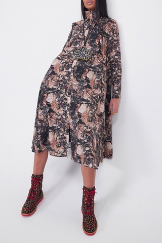 Vestido midi Preto e rosa