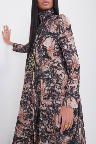 Vestido midi Preto e rosa