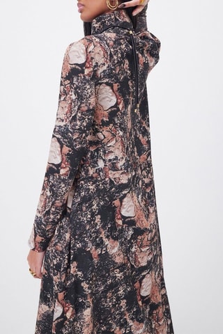 Vestido midi Preto e rosa