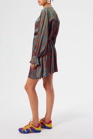 Vestido direito Vermelho e azul