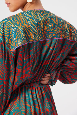 Vestido direito Vermelho e azul