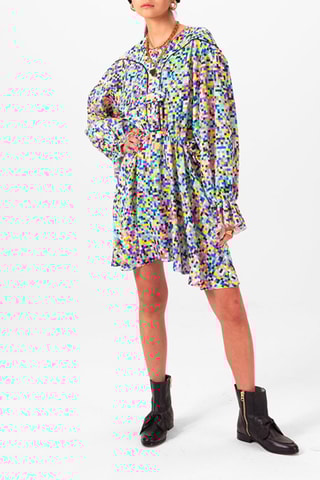 Vestido direito Branco e azul