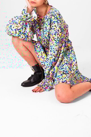 Vestido direito Branco e azul