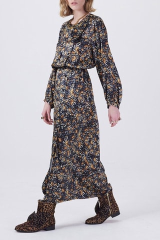 Vestido comprido Preto e camel