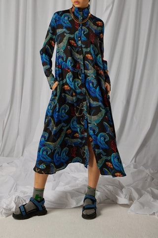 Vestido direito Preto e azul