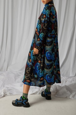 Vestido direito Preto e azul