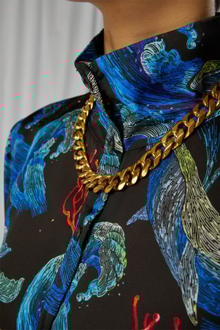 Vestido direito Preto e azul