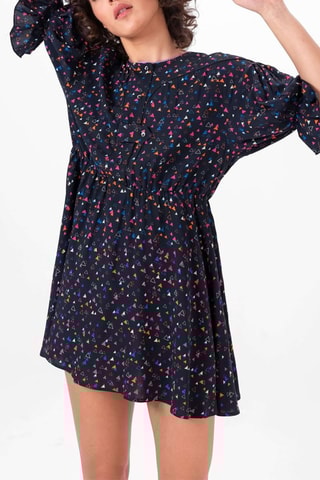 Vestido direito Preto e rosa