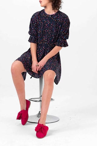Vestido direito Preto e rosa