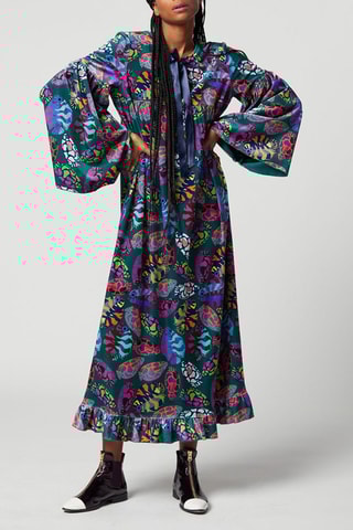 Vestido comprido em veludo 
Azul