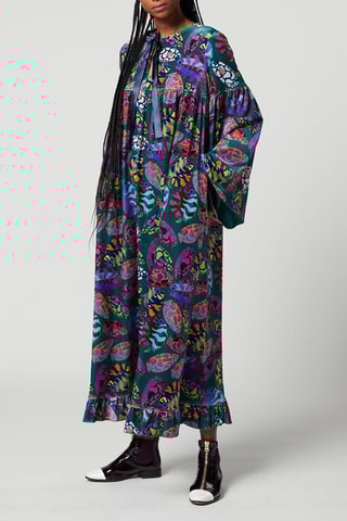 Vestido comprido em veludo 
Azul