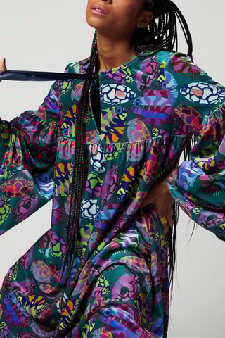 Vestido comprido em veludo 
Azul