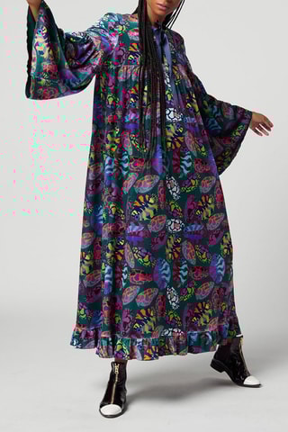 Vestido comprido em veludo 
Azul