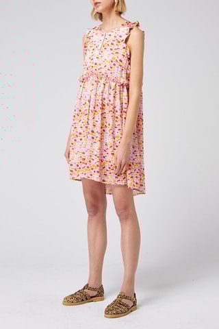 Vestido assimétrico - Rosa e laranja