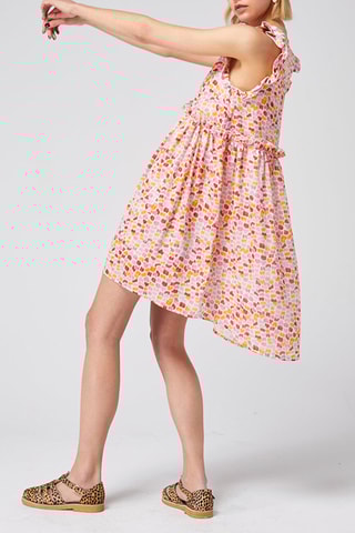 Vestido assimétrico - Rosa e laranja