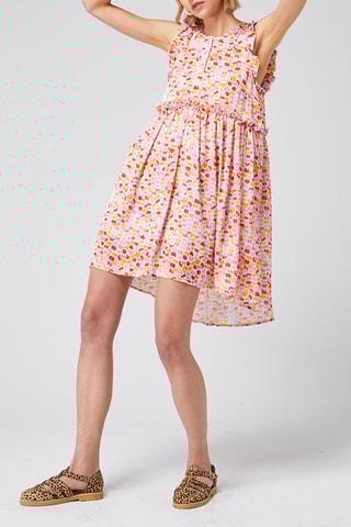 Vestido assimétrico - Rosa e laranja