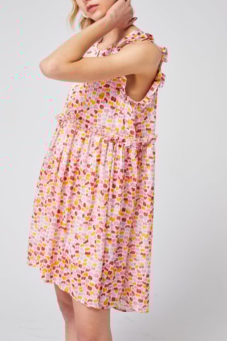 Vestido assimétrico - Rosa e laranja