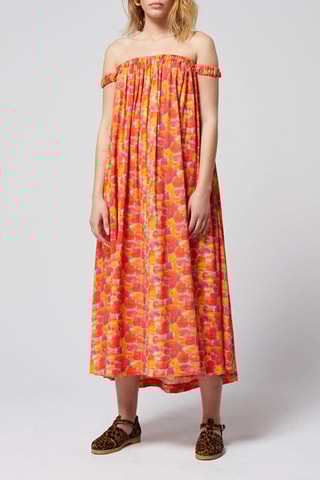 Vestido direito Rosa e laranja
