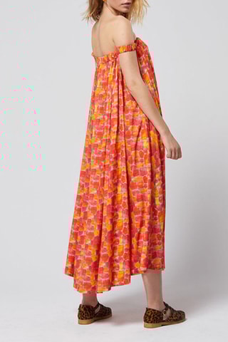 Vestido direito Rosa e laranja