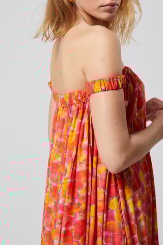 Vestido direito Rosa e laranja