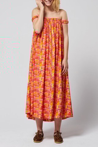 Vestido direito Rosa e laranja