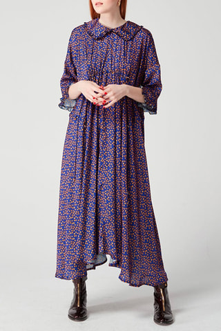 Vestido direito Azul e laranja