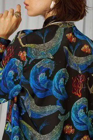 Blusa Azul e preto