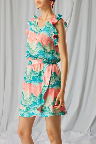 Blusa - Coral e turquesa