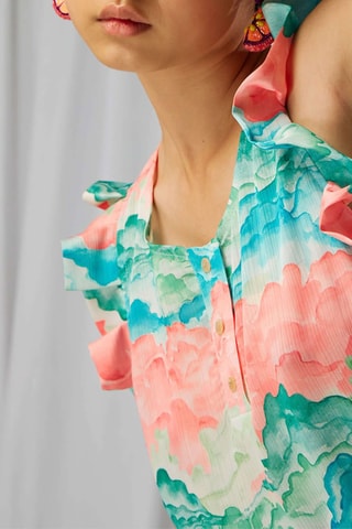 Blusa - Coral e turquesa