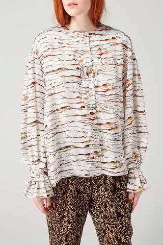 Blusa Branco e castanho