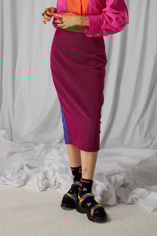 Saia direita Rosa e azul