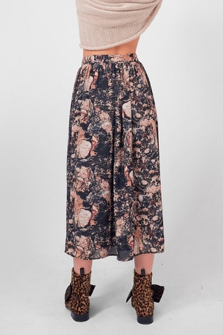 Saia midi Preto e rosa